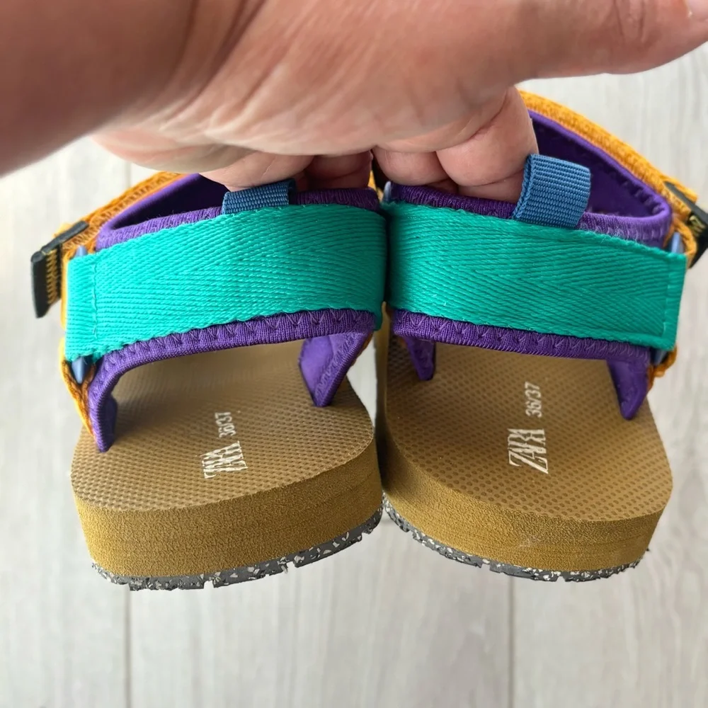 ZARA Women’s Multicolour Technical Sandals Size 36/37 Adjustable Pre-Owned - Picture 13 of 15